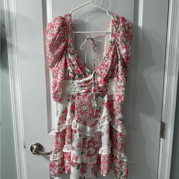 For Love And Lemons Rosalyn Pink Floral Mini Dress - Picture 3 of 5